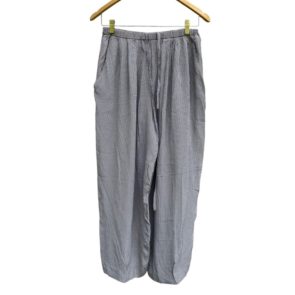 Vintage Emanuel Ungaro Gingham Wide Leg Sheer Pants 8 Academia Minimalist Preppy